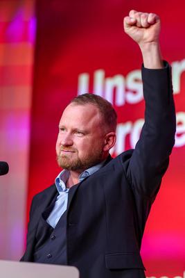 06.02.2025, Wahlkampfveranstaltung B?ndnis Sahra Wagenknecht - Christian Leye-stock-foto