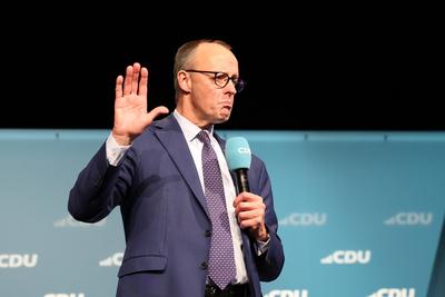 Wahlkampf, Wahlkampftour, CDU, Christlich Demokratische Union Deutschlands-stock-foto