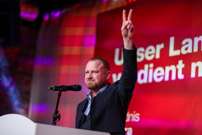 06.02.2025, Wahlkampfveranstaltung B?ndnis Sahra Wagenknecht - Christian Leye-stock-foto