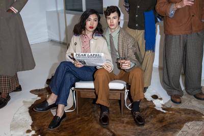 New york men's day - peak lapel - presentation - february 2025 new york fashion week-stock-foto