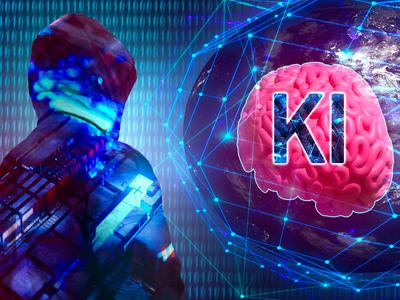11 February 2024: Globe with brain and robot in the foreground and the text: AI - Artificial Intelligence. Symbolic imag-stock-foto