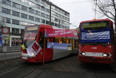 Wirtschaft Verkehr, ?PNV KVB Streik  - K?lner Verkehrs-Betriebe streiken-stock-foto