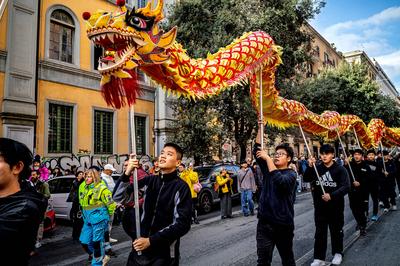 Chinese New Year, dragon parade for the year of the wooden snake-stock-photo