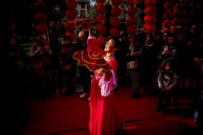 Chinese New Year, dragon parade for the year of the wooden snake-stock-photo