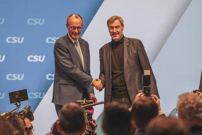 08.02.2025, CSU Parteitag 2025, N?rnberg: Kleiner Parteitag (Parteiausschuss) der Christlich Sozialen Union (CSU) in der-stock-foto