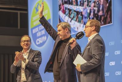 08.02.2025, CSU Parteitag 2025, N?rnberg: Kleiner Parteitag (Parteiausschuss) der Christlich Sozialen Union (CSU) in der-stock-foto