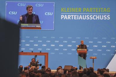 08.02.2025, CSU Parteitag 2025, N?rnberg: Kleiner Parteitag (Parteiausschuss) der Christlich Sozialen Union (CSU) in der-stock-foto