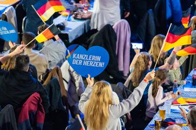 Greding, Bavaria, Germany - February 7, 2025: AfD (Alternative for Germany) election campaign event in Greding. The audi-stock-photo