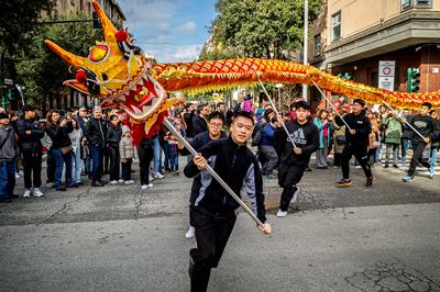 Chinese New Year, dragon parade for the year of the wooden snake-stock-photo