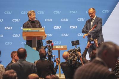 08.02.2025, CSU Parteitag 2025, N?rnberg: Kleiner Parteitag (Parteiausschuss) der Christlich Sozialen Union (CSU) in der-stock-foto
