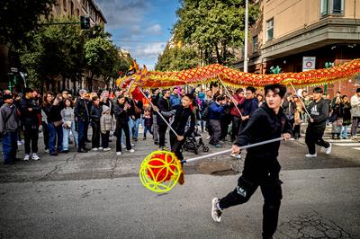 Chinese New Year, dragon parade for the year of the wooden snake-stock-photo