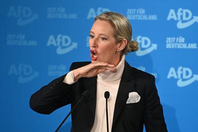 AfD Wahlkampf -Veranstaltung mit Alice Weidel und Tino Chrupalla in Heidenheim-stock-foto