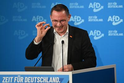AfD Wahlkampf -Veranstaltung mit Alice Weidel und Tino Chrupalla in Heidenheim-stock-foto