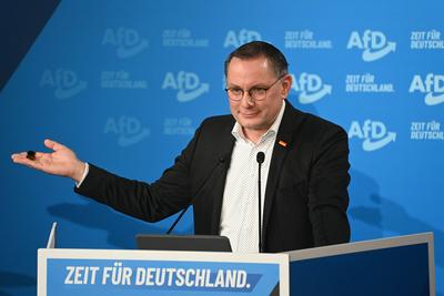 AfD Wahlkampf -Veranstaltung mit Alice Weidel und Tino Chrupalla in Heidenheim-stock-foto