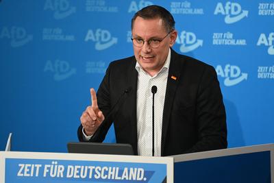 AfD Wahlkampf -Veranstaltung mit Alice Weidel und Tino Chrupalla in Heidenheim-stock-foto