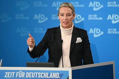 AfD Wahlkampf -Veranstaltung mit Alice Weidel und Tino Chrupalla in Heidenheim-stock-foto