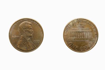 1 cent USA, coin currency, studio shot against white background 1 cent USA, coin currency, studio shot against white bac-stock-foto