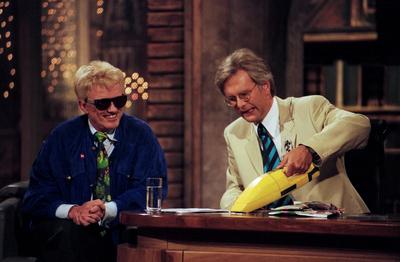 Harald-Schmidt-Show Harald-Schmidt-Show, Unterhaltungstalkshow, Deutschland 1995 - 2003, Gaststar: S?nger Heino und Hara-stock-foto