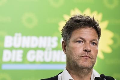 Robert Habeck Parteivorsitzender von Buendnis 90 Die Gruenen aufgenommen bei einer Pressekonferen-stock-foto