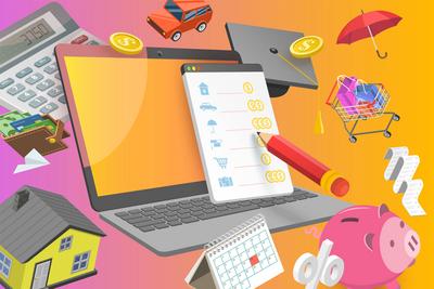 3D Isometrische flache konzeptionelle Illustration von Budget-Management-Software, Finanzplanung<br>3D Isometrische flache konzeptionelle Illustration von Budget Management Software, Finanzplanung-stock-foto