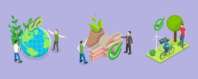 3D Isometric Flat Conceptual Illustration of Green Technologies, Recycling and Environmental Sustainability<br>3D Isomet-stock-foto
