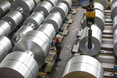 22.05.2019, Duisburg, Ruhrgebiet, Nordrhein-Westfalen, Deutschland - ThyssenKrupp Steel Europe, Stahlproduktion im Huett-stock-foto