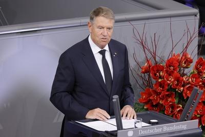News Bilder des Tages Gedenkrede Pr?sident von Rum?nien, Klaus Iohannis, Deutschland, Berlin, Reichstag, Zentralen Geden-stock-foto
