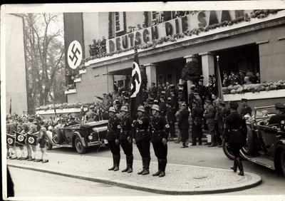 Saarland Deutsch die Saar Wehrmacht Saarabstimmung 1935 AUFNAHMEDATUM GESCH?TZT-stock-foto