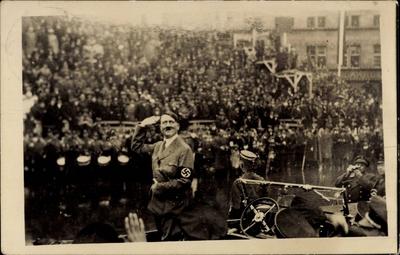 Berbach Adolf Hitler Saarabstimmung 04 03 1935 Gru? vom Auto aus-stock-foto