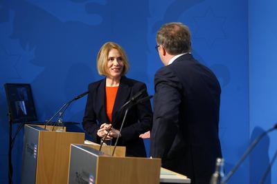 Regierungsmedienkonferenz Th?ringen-stock-foto