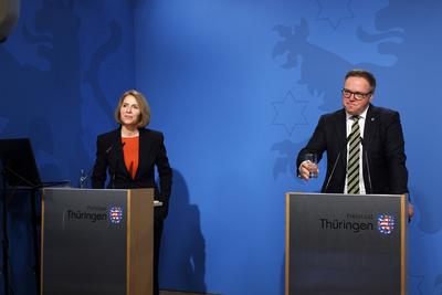 Regierungsmedienkonferenz Th?ringen-stock-foto