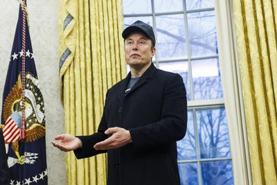 US President Trump Meets with Elon Musk in Oval Office-stock-photo