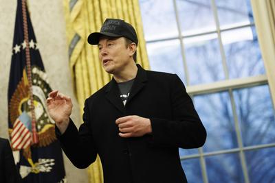 US President Trump Meets with Elon Musk in Oval Office-stock-photo