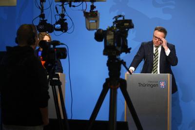 Regierungsmedienkonferenz Th?ringen-stock-foto