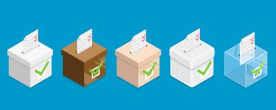 3D Isometric Flat Conceptual Illustration of Voting Box Set, Poll and Survey<br>3D Isometric Flat Conceptual Illustratio-stock-foto