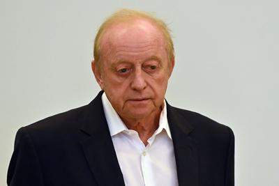Alfons SCHUHBECK, Einzelbild,angeschnittenes Einzelmotiv,Portraet,Portrait,Portr?t. 3.Prozesstag im Strafverfahren gegen-stock-foto