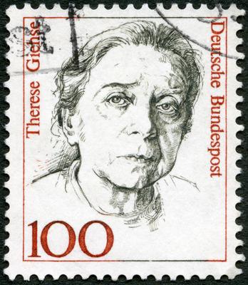 GERMANY - 1988: shows Therese Giehse (1898-1975), actress GERMANY - CIRCA 1988: A stamp printed in Germany shows Therese-stock-foto