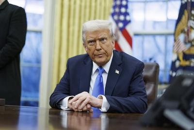 US President Trump Meets with Elon Musk in Oval Office-stock-photo