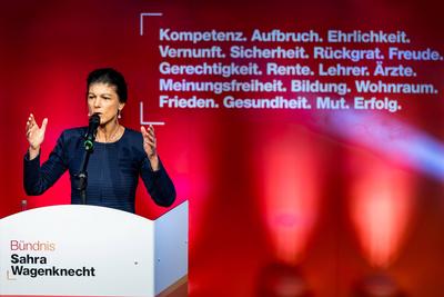 11.02.2025, GER, News / Politik, BSW Buendnis Sahra Wagenknecht Wahlkampftour ?Sahra kommt! - Unser Land verdient mehr.? zur Bundestagswahl 2025-stock-foto