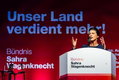 11.02.2025, GER, News / Politik, BSW Buendnis Sahra Wagenknecht Wahlkampftour ?Sahra kommt! - Unser Land verdient mehr.? zur Bundestagswahl 2025-stock-foto