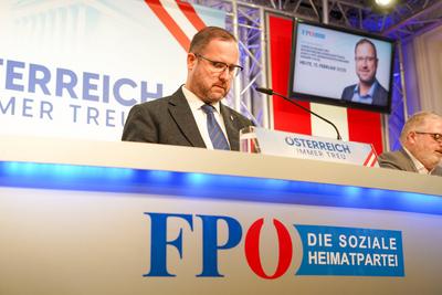 12.02.2025 - ?sterreich, Wien, Europa: Pressekonferenz - Statement der Freiheitlichen Partei (FP?) zu den Regierungsverh-stock-photo