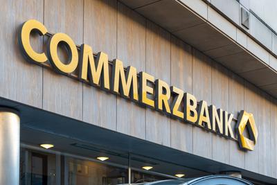 Kiel, Schleswig-Holstein, Germany - 8 July 2023: Bank building with Commerzbank logo *** Geb?ude einer Bank mit dem Logo-stock-photo