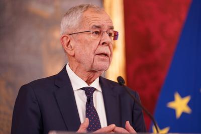 12.02.2025 - ?sterreich, Wien, Europa: Pressekonferenz - Statement von Bundespr?sident Alexander Van der Bellen zur aktu-stock-photo