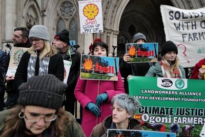 Protest against Shell in London-stock-photo