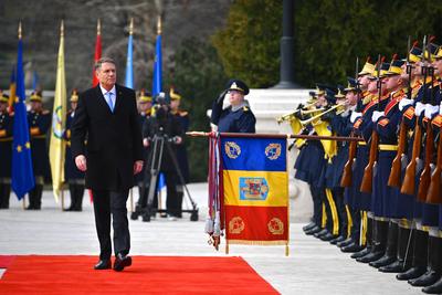 BUCHAREST: Romanian President Klaus Iohannis - resignation farwell ceremony-stock-photo