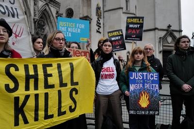Protest against Shell in London-stock-photo