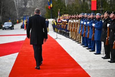 BUCHAREST: Romanian President Klaus Iohannis - resignation farwell ceremony-stock-photo