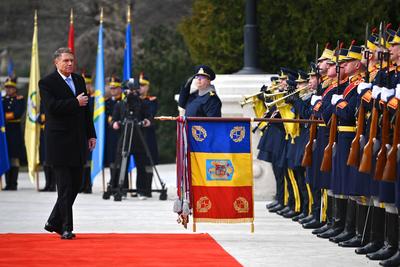BUCHAREST: Romanian President Klaus Iohannis - resignation farwell ceremony-stock-photo