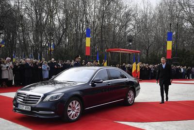 BUCHAREST: Romanian President Klaus Iohannis - resignation farwell ceremony-stock-photo