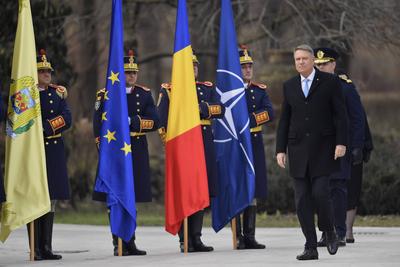 BUCHAREST: Romanian President Klaus Iohannis - resignation farwell ceremony-stock-photo